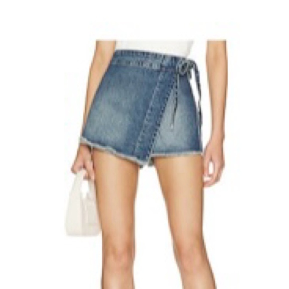 Denim mini skort